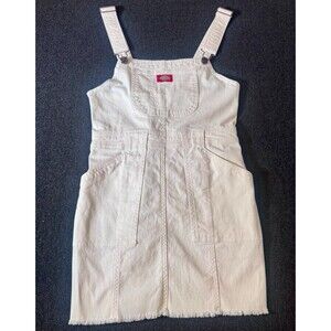 DICKIES GIRL Juniors Size XS Overalls Mini Dress Ivory Color CUTE!